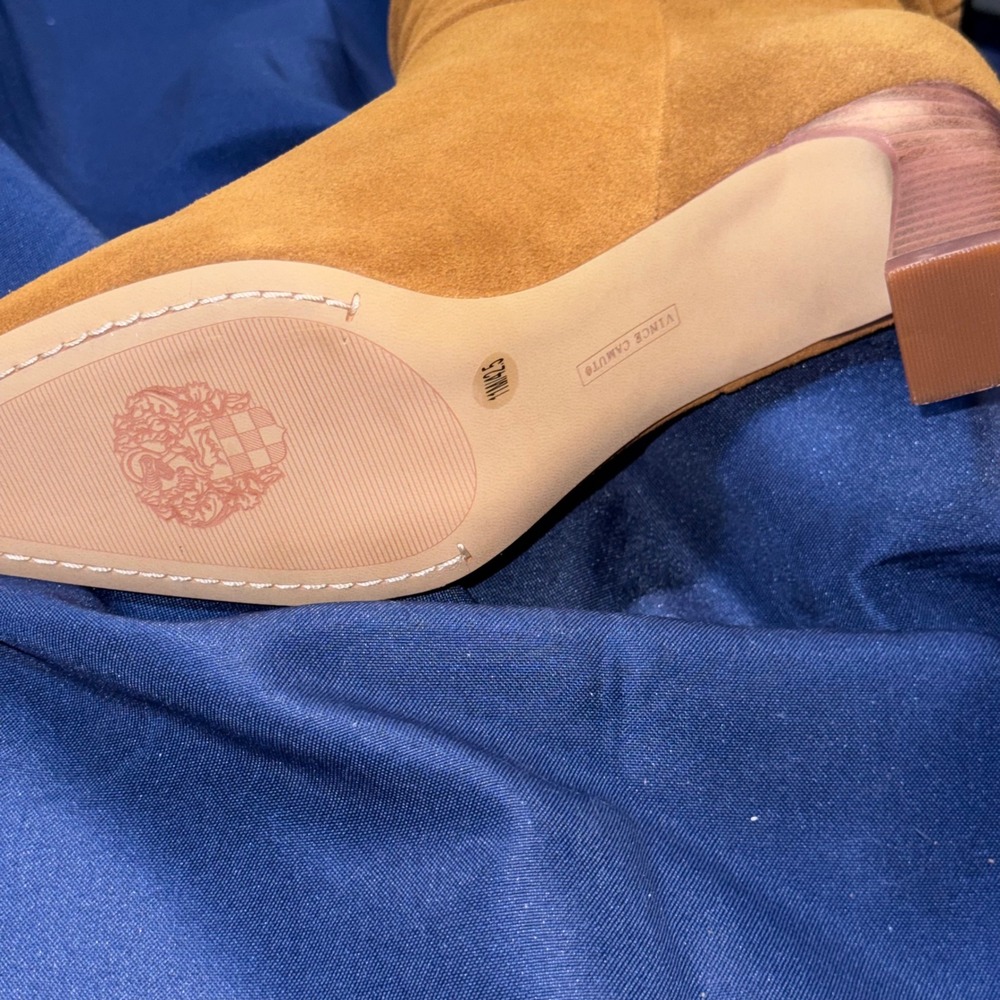 Vince Camuto Skylar Tan Suede Slouchy Block Heel Mid-Calf Boots VC-SKYLAR 11M - Picture 4 of 10